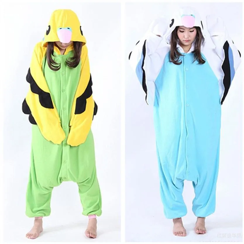 Parrot Women and Men Animal Kigurumi Polar Polec Costum na Halloween Carnival Party Nowy Rok powitanie Drop 272b