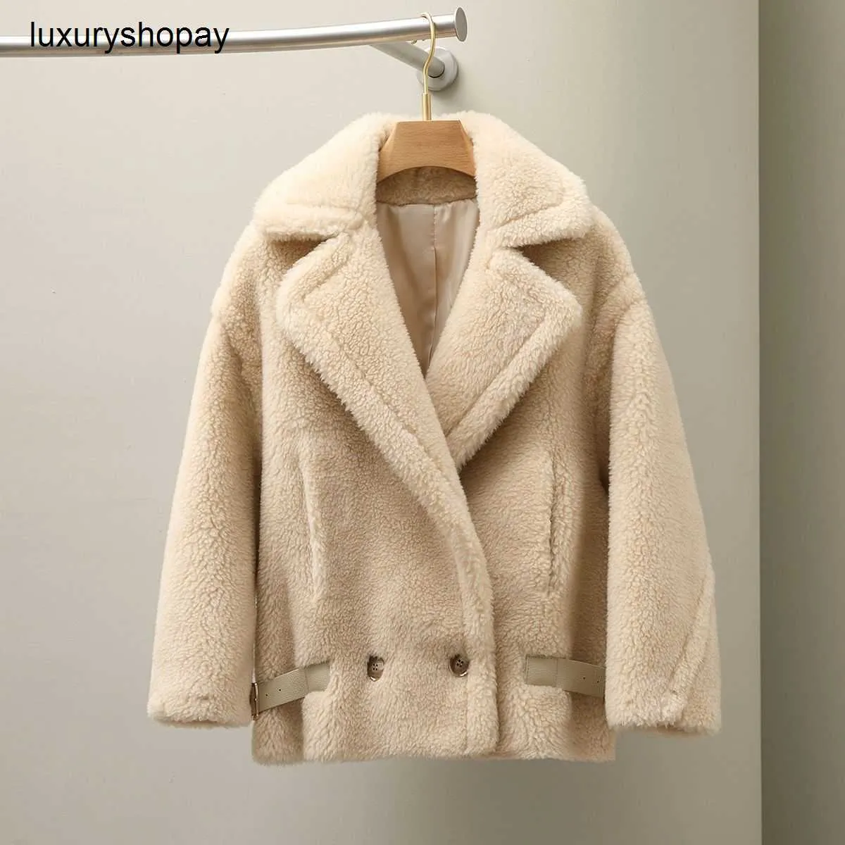 Top Maxmaras Cappotto Teddy Bear Cappotti in cashmere da donna Max Nuova edizione coreana Lana Autunno inverno Pecora Cammello Pelliccia in pile Agnello Lunghezza media