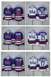 1980 USA Hockey Jersey 30 Jim Craig 21 Mike Eruzione Jersey 17 Jack O Callahan Team USA Miracle On Alternate Year Retro Vintage Jerseys