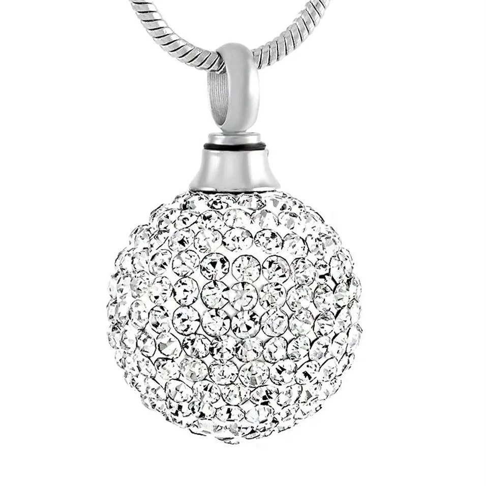 Clear Crystal Ball rostfritt stål Kremering Pendant Necklace Memory Funeral Ashes Keepsake Urn Necklace Jewelry291Z