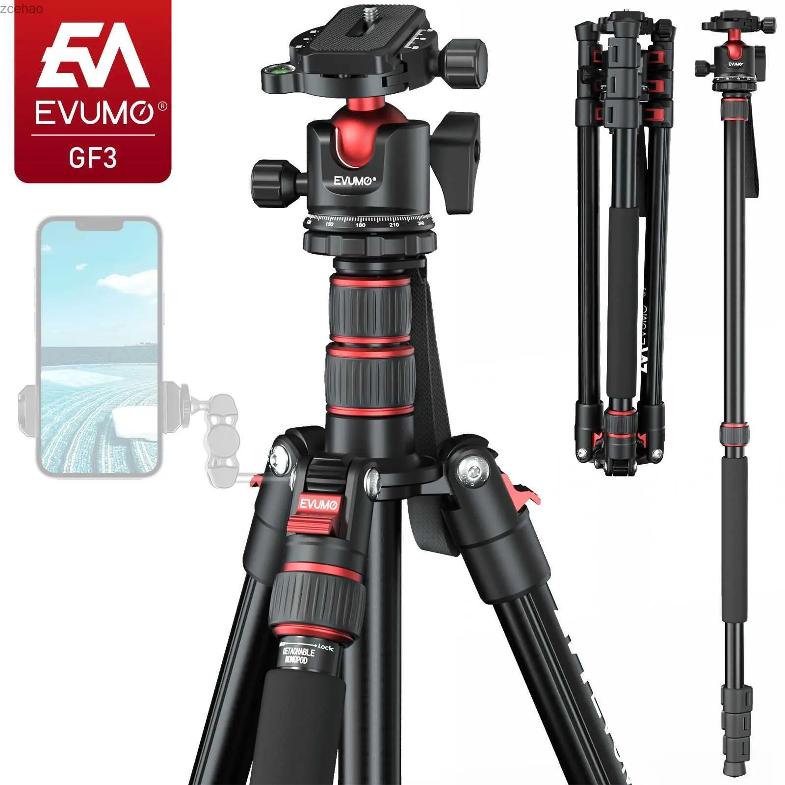 Stativ 80 '' Stativ för kamera Mobiltelefon Flexibel Travel Professional Camera Trip Stand Video Aluminium Monopod för DSLR Ball Headl240115