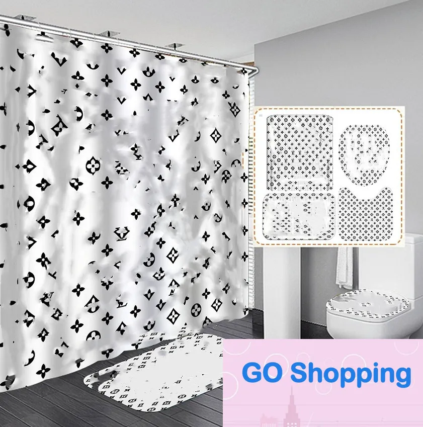 Set di tende da doccia con stampa cool di qualità Set di tre pezzi di alta qualità da bagno Tappetini da bagno deodoranti antiscivolo per bagno