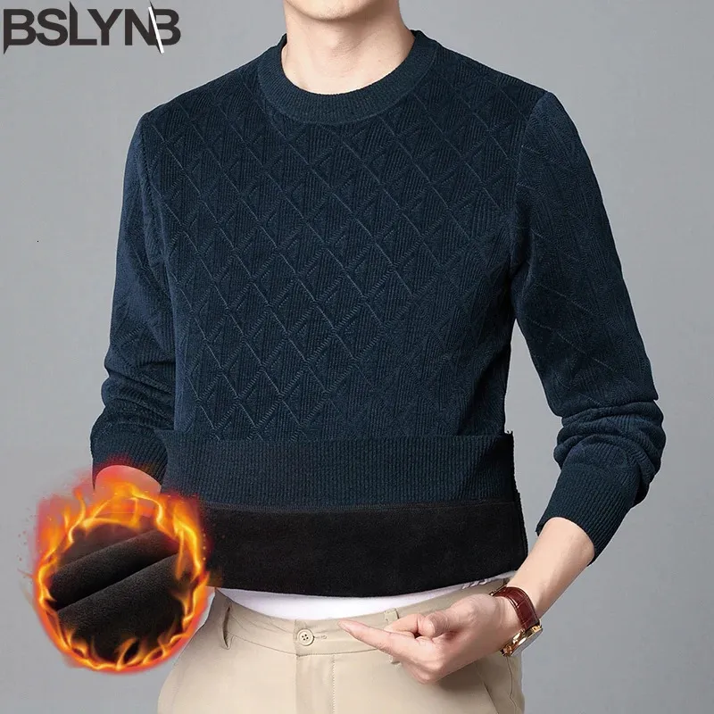 Mens Knitted Pullover Sweater Man Thickening Warm Jacquard Weave Sweaters Male Winter Clothing 240115