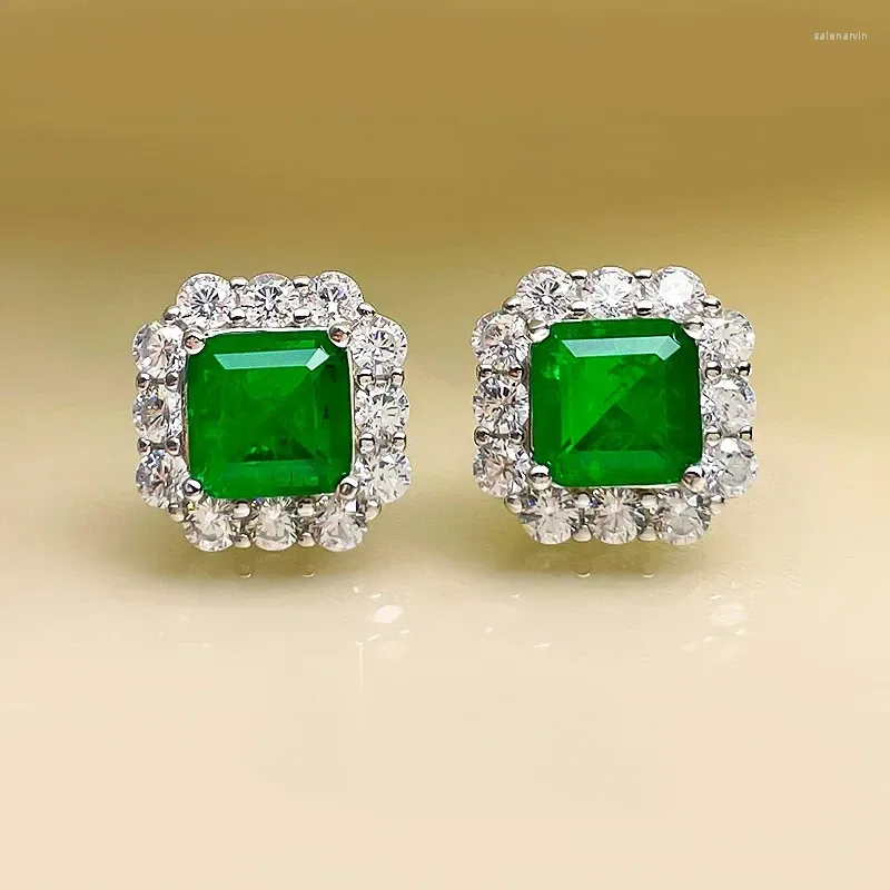 Boucles d'oreilles Columbia vert S925, argent, petite princesse, couleurs carrées, artisanat exquis, cadeau de fiançailles, bijoux
