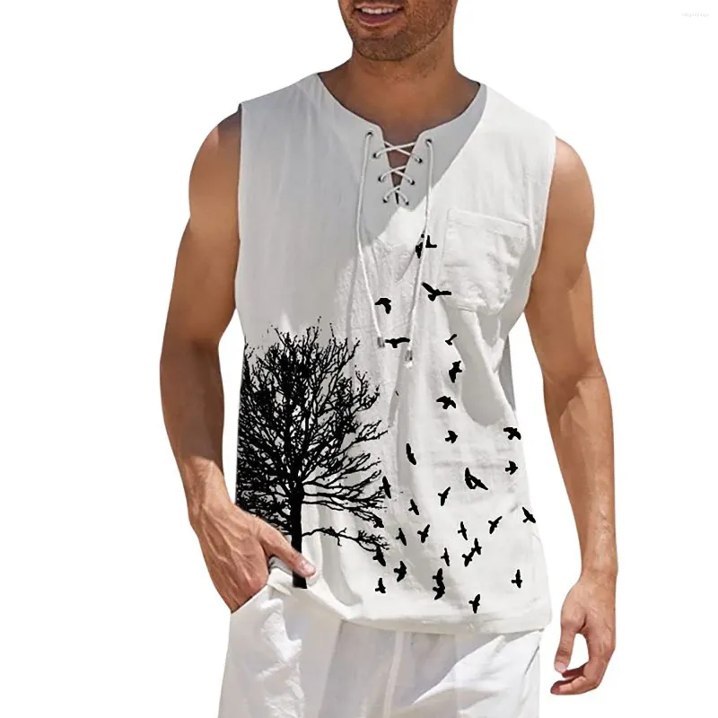 Men's Tank Tops T Shirts Men V Neck For Loose Fit Pocket Spring And Summer Casual Sports