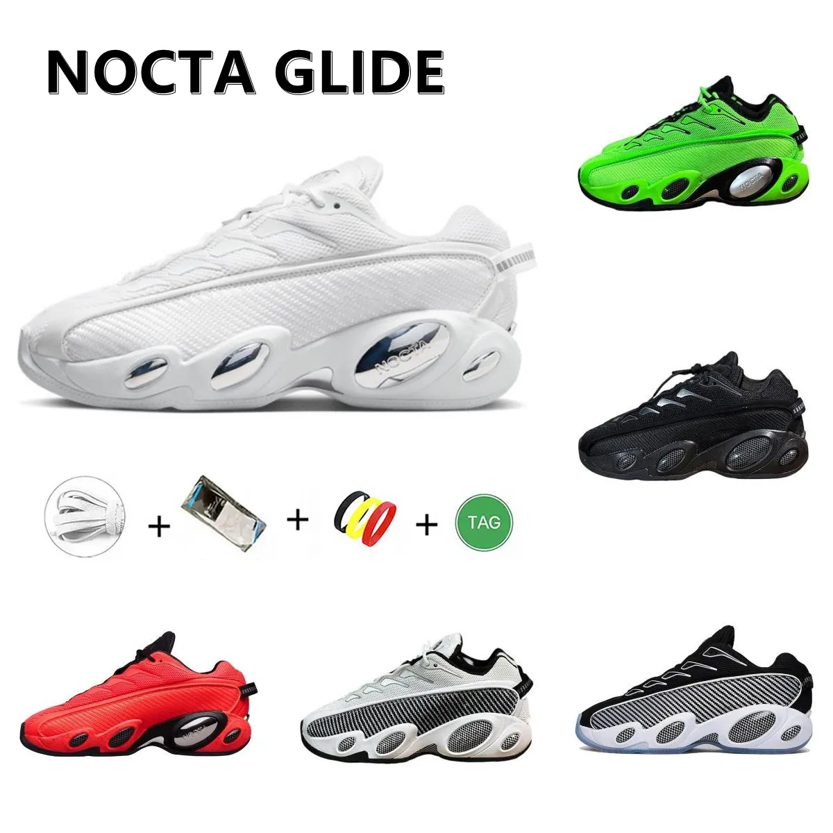 NOCTA GLIDE Hardloopschoenen Heren designer schoenen Dames ZWART WIT HELDER CRIMSON GREEN STRIKE TRIPLE Zwart WIT herenkamer Buitensportschoenen