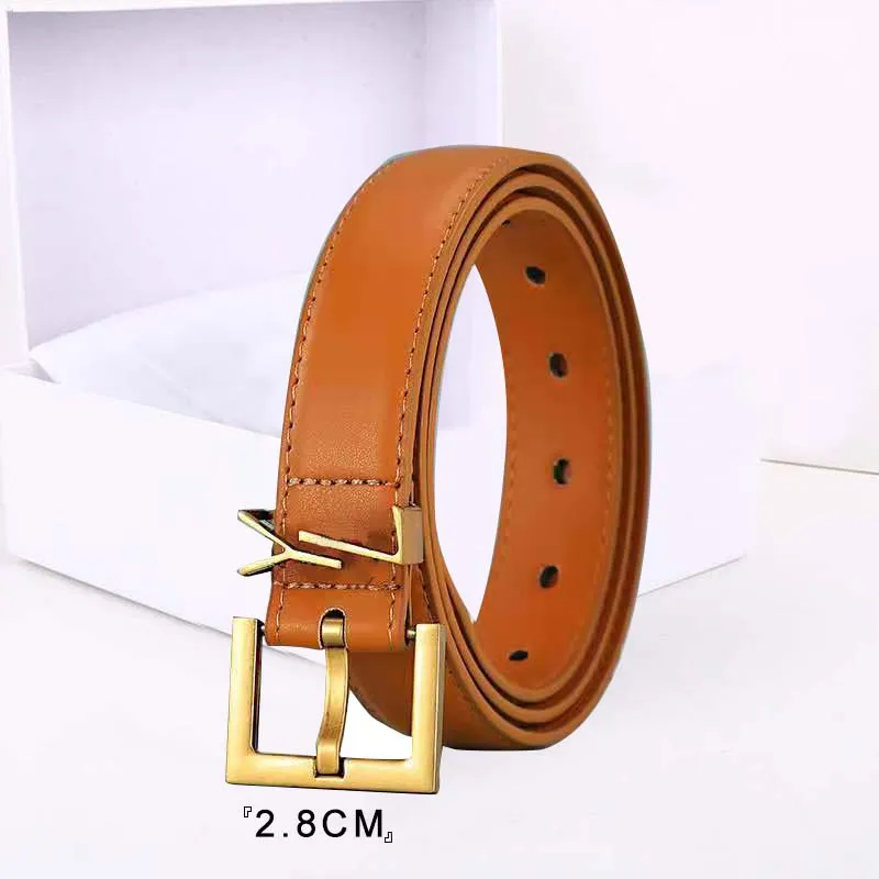 Luxury women ysl belts brown womens leather belt Genuine men Waistband 3.0cm 2.8cm high quality gold buckle smooth W10q