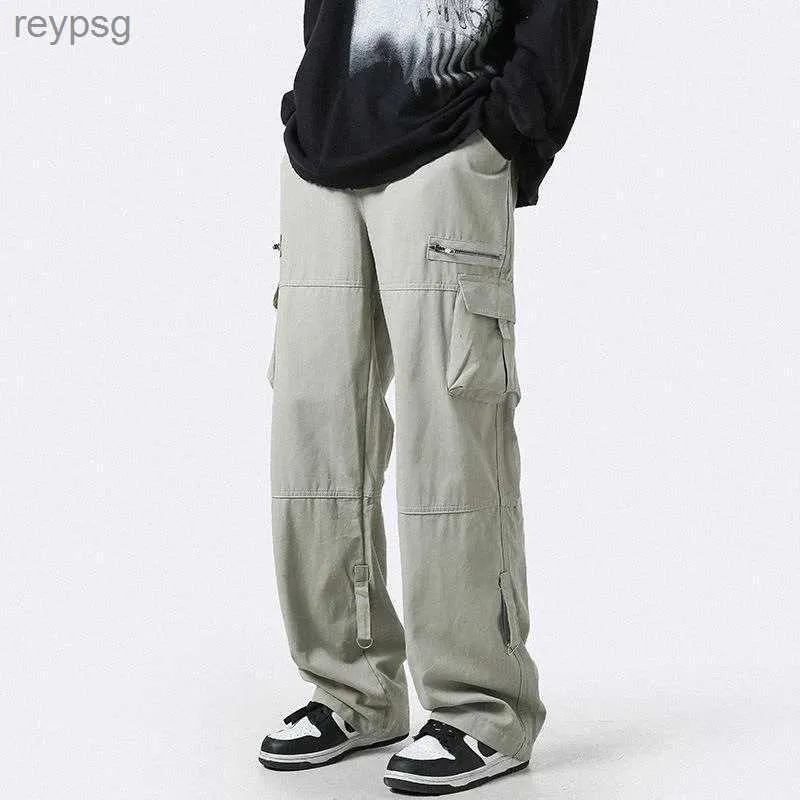 Pantalons pour hommes Pantalons de travail à jambes larges pour hommes surdimensionnés vêtements de rue hip-hop décontracté coréen japonais poche style de chasse 2024 YQ240115