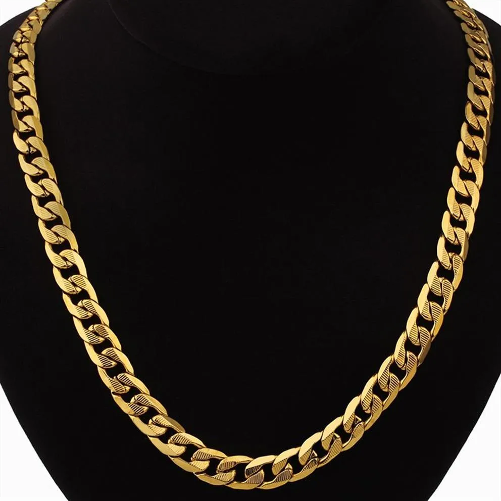 Bijoux Hip Hop longue chaîne à maillons cubains épais colliers dorés avec chaînes de cou en acier inoxydable de couleur or épais pour hommes Jewelry252A