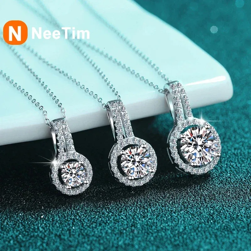NeeTim 1ct 2ct 5ct D couleur diamant de qualité supérieure 18K plaqué or goutte pendentif collier bijoux fins cadeaux en gros 240115