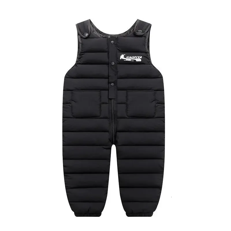 Enfant en bas âge enfants vers le bas combinaison de neige salopette à bretelles pour fille garçon léger vers le bas combinaisons de Ski bavoirs pantalon épais chaud Onesie pantalon 240115