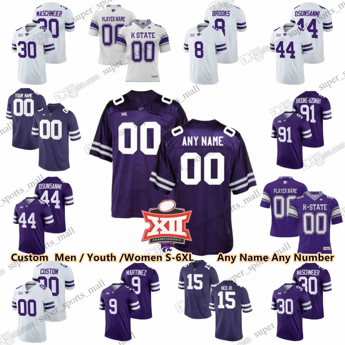 Maglie da calcio personalizzate S-6XL College Kansas State Wildcats 18 Will Howard 31 DJ Giddens Avery Johnson 9 Treshaun Ward 2 Jake Rubley 26 Anthony Frias II 0 Jadon Jackson