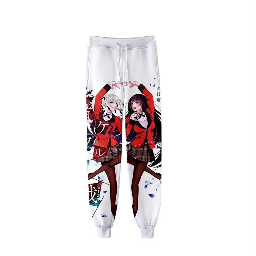 Japonya Anime Kakegurui 3D Joggers Pants Erkek Kadın Günlük Pantolon Hip Hop Sweatpants Jabami Yumeko Cosplay Costumes283J