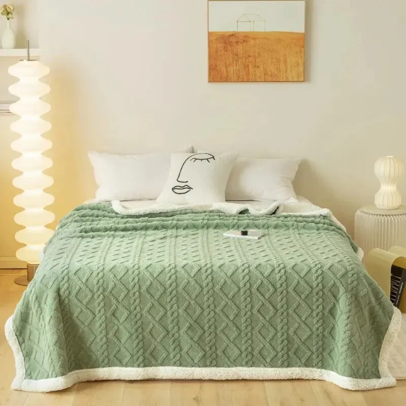 Cobertor de tapeçaria tafurong lã de cordeiro espessada quente lazer escritório cochilo 240115
