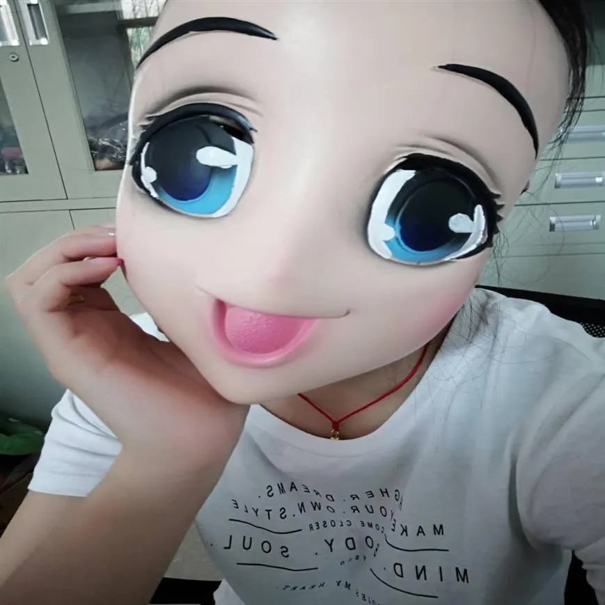 Maschera Kigurumi a mezza testa per ragazza dolce femminile con occhi BJD cartone animato Cosplay ruolo anime giapponese Lolita Mask249K