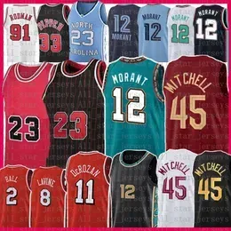 12 Ja Morant 23 Lonzo Ball Basketball Jersey Donovan Mitchell Zach LaVine Demar DeRozan Scottie Pippen Dennis Rodman Derrick Rose 45 Retro Mesh Mens Youth Kids Adu