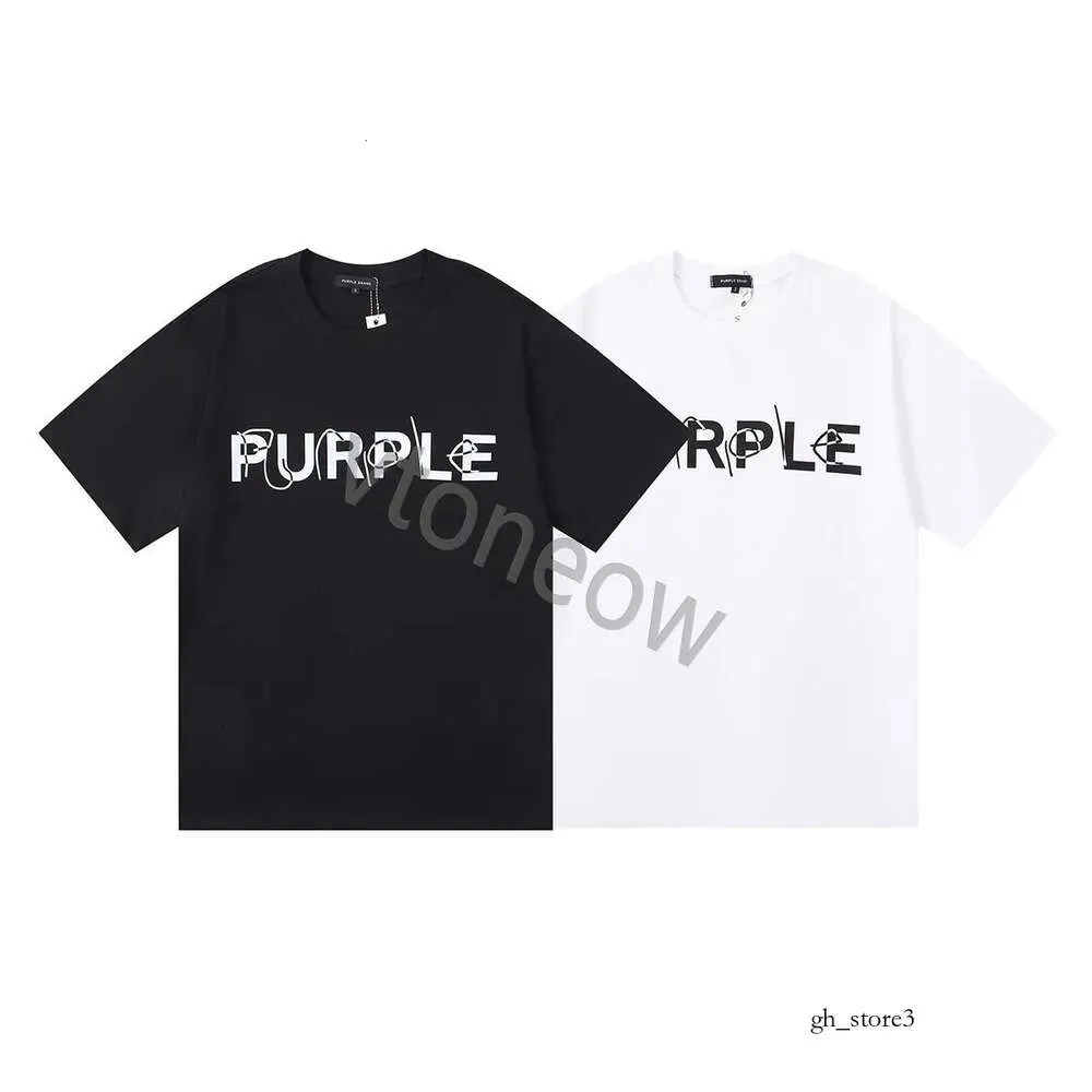 Purple dżinsy T koszula 2023SS Kolor Kolor Bawełny Bawełniany luźne torebkę swobodne męskie i damskie koszulę mody z krótkim rękawem Trendy High Street Top Purple Brand 192