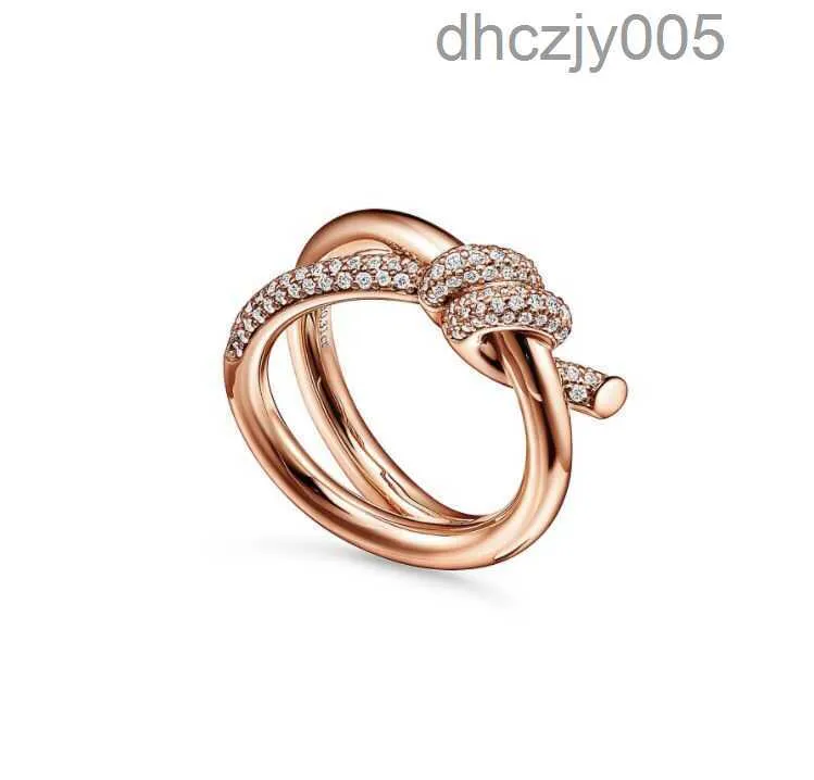 4 Farben Designer Ring Damen Seil Knoten Luxus mit Diamanten Mode Ringe für Frauen Klassischer Schmuck 18 Karat vergoldet Rose Hochzeit Großhandel O8XJ 1YDK