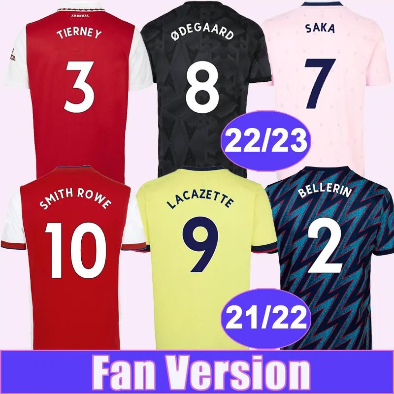 21 22 White Saka Mens 축구 유니폼 Pepe Tierney Tierney Odegaard Smith Rowe Martinelli Marquinhos 22 23 Home Away 3rd Football Shirts