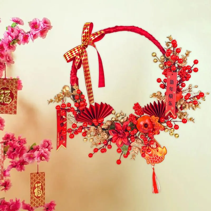 Flores decorativas ano chinês grinalda porta da frente decoração de casa flor artificial para celebração casamento ao ar livre festival feriado