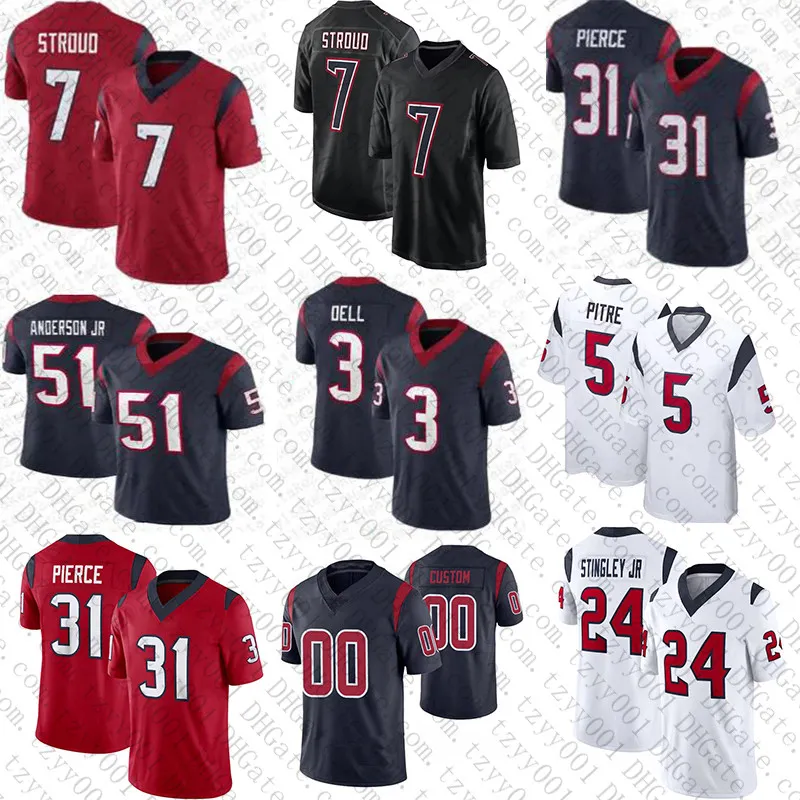 Custom CJ Stroud Tank Dell Derek Stingley Jr Football Jerseys Will Anderson Nico Collins Devin Singletary Dameon Pierce Jalen Pitre John Metchie III Dalton Schultz