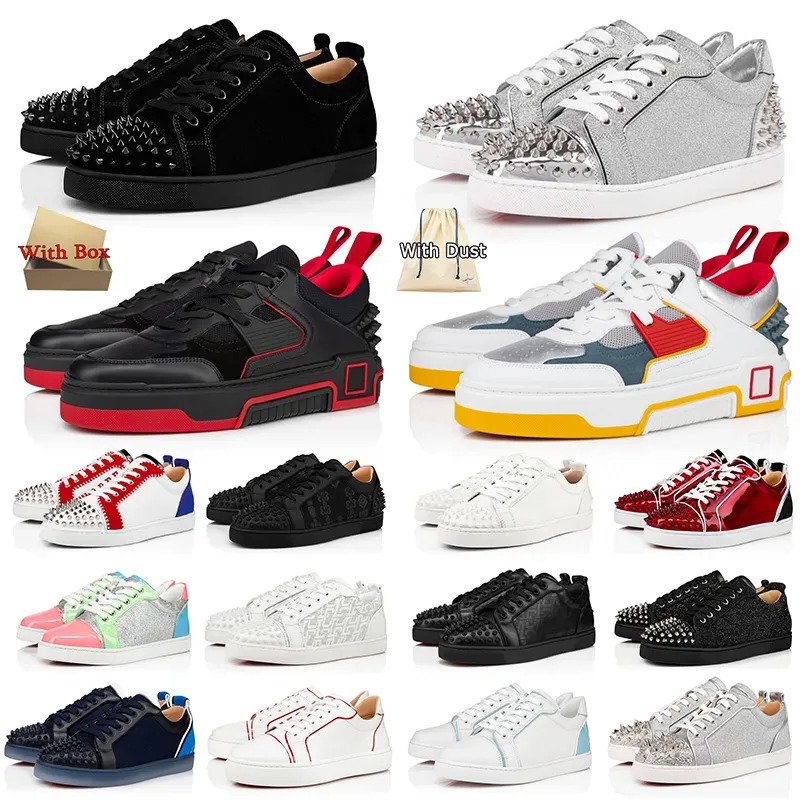 Lakleer kalfsleer rode onderkant dames casual schoenen platform designer sneakers heren dames lage top spike Loafers suède nappa vintage luxe maat 13 trainers met doos