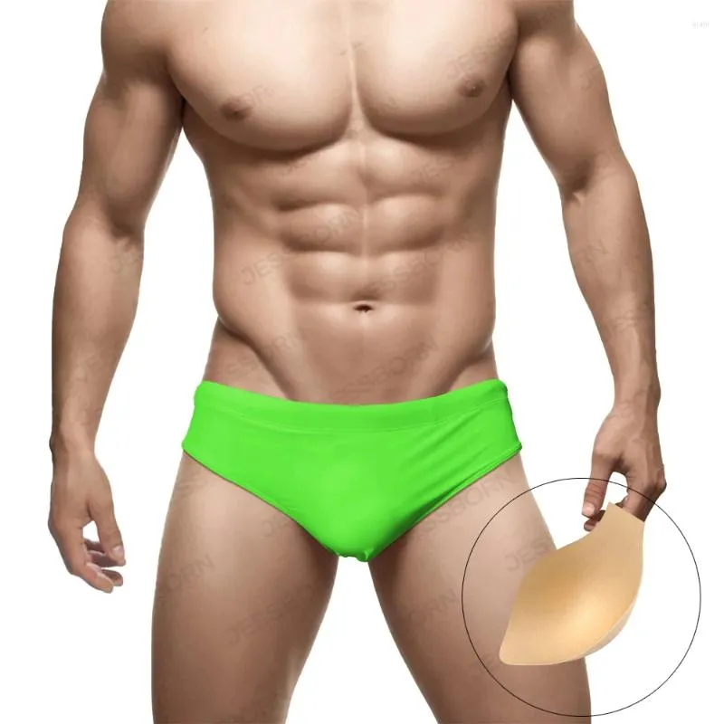 Herenbadmode Sexy Heren Lage Taille Nylon Effen Sneldrogend Badpak Pouch Pad Zwemslips Zomer Sport Strand Surfen Trunks