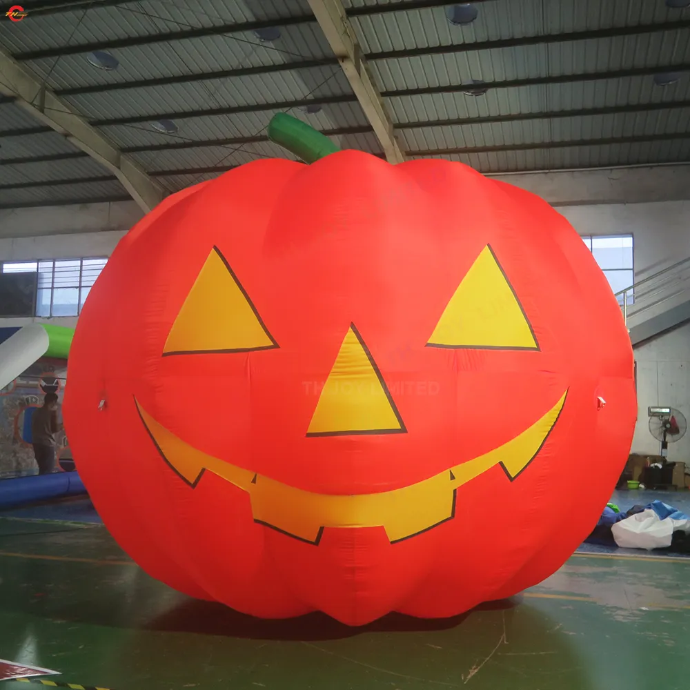 Porta livre navio atividades ao ar livre 4m 5m 6m gigante iluminação led inflável balão de abóbora para decoração de halloween publicidade