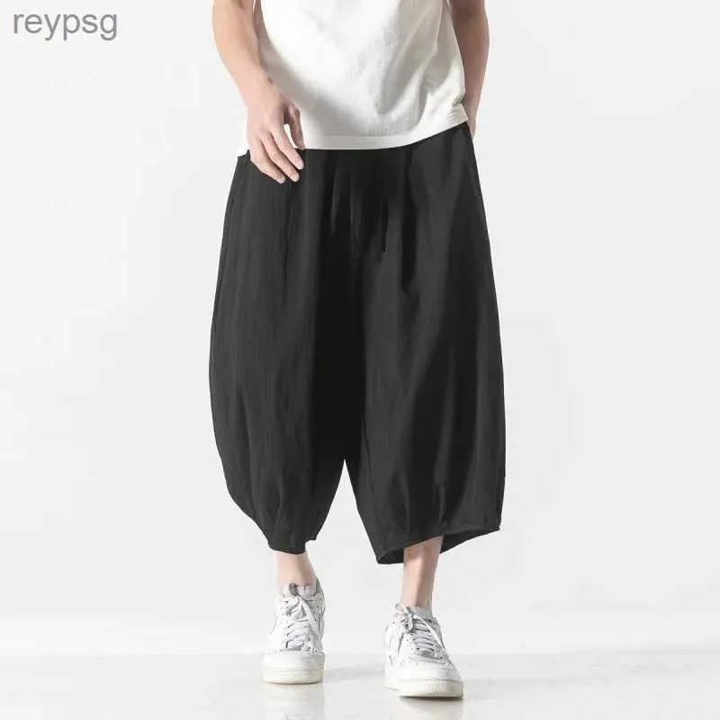 Мужские брюки Harajuku Sarouel мужские брюки из хлопка и льна для бега в стиле ретро в китайском стиле Fjons модные прямые продажи лето 2023 YQ240115