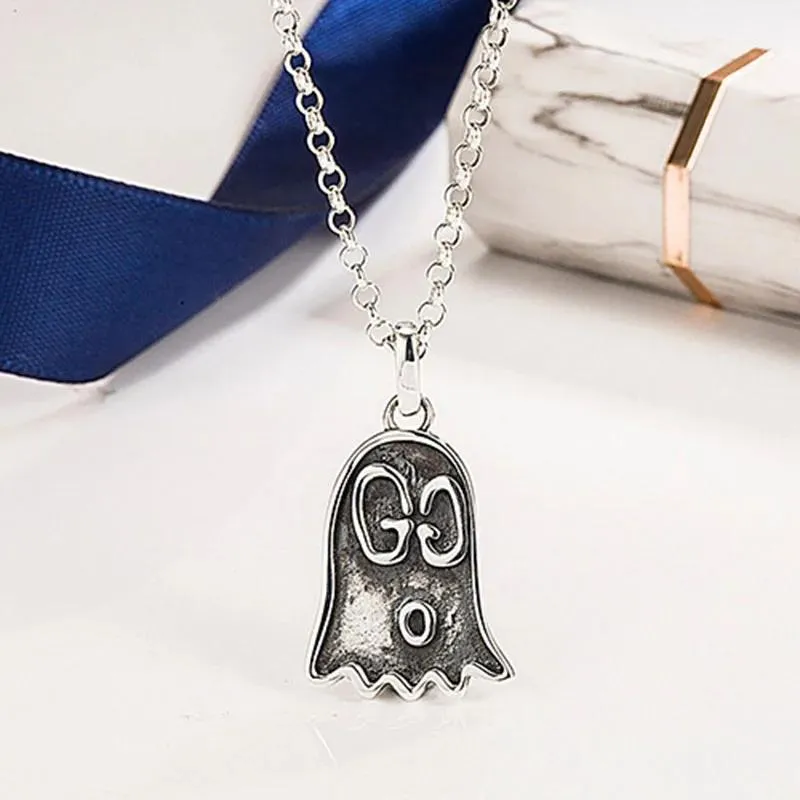 Kettingen Ghost ketting voor vrouwen Sterling Sier lange ketting Designer sieraden hypoallergene creatieve grappige sieraden