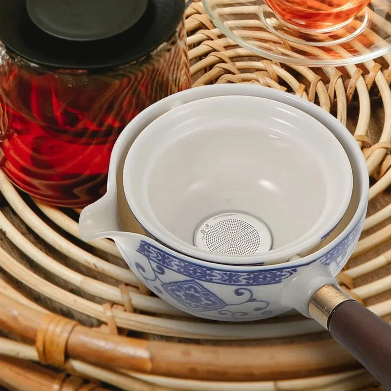 Conjuntos de vajilla Juego de té japonés Mango lateral de cerámica con filtro de infusor Colador de negocios Pequeño regalo Porcelana Fu Tetera