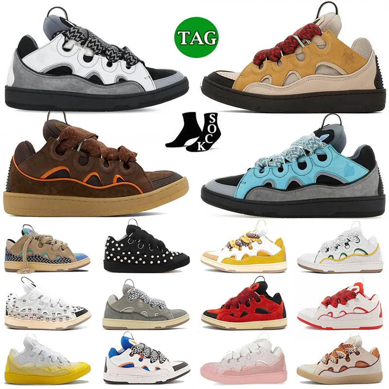 2024 Mesh Woven Lace-Up Shoes Style 90s Extraordinary Top Leather Curb Sneakers Lavina Mens Womens In Nappa Calfskin Rubber Platform Low Size Size Dress Shoes