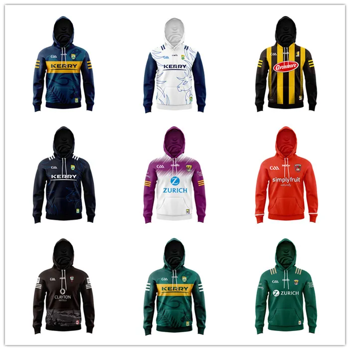 2023 2024 Kids Gaa Rugby Jersey 23 24 Wexford Tipperary Galway Dublin Gaelic Cork Kerry Tyrone Mayo Meath Hoodies Boys Girls Home Away Hooded Rugby Shirt