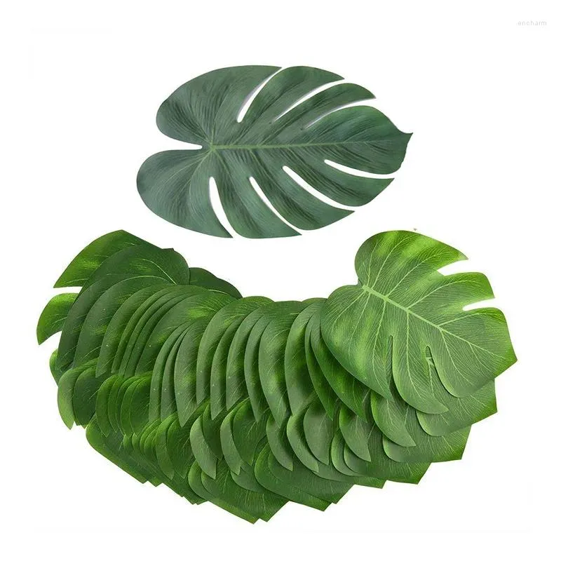 Decorative Flowers 12Pcs Fake Plants Artificial Tropical Palm Leaves Hawaii Luau Summer Party Jungle Safari Birthday Wedding Decor