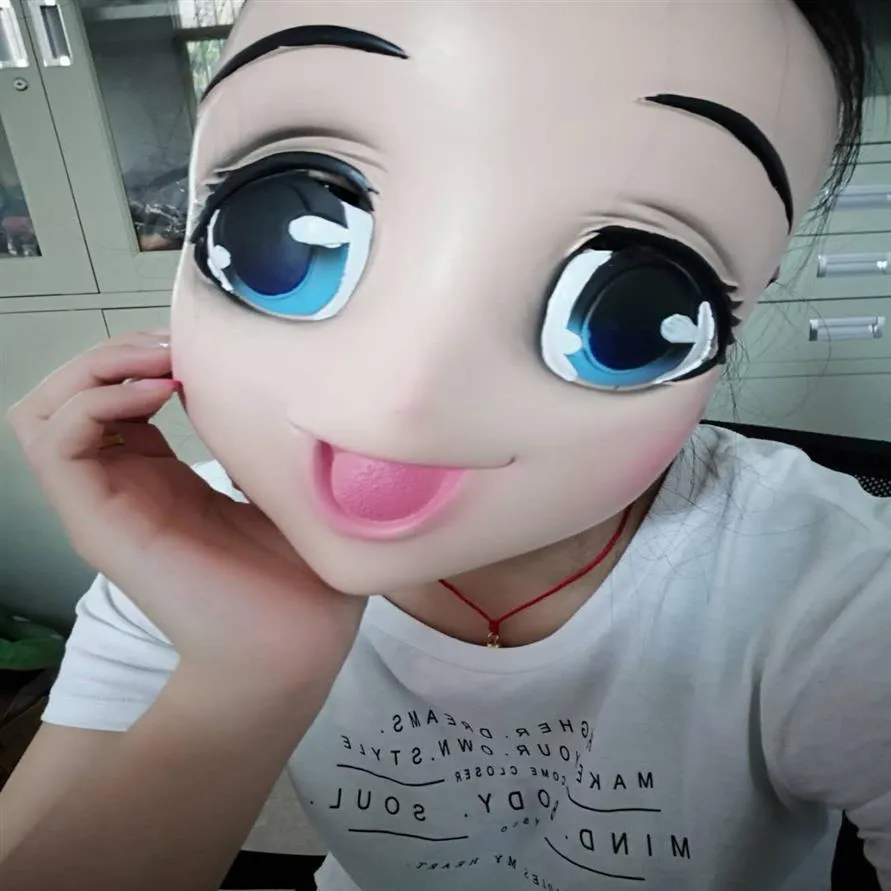 Maschera Kigurumi femminile dolce ragazza mezza testa con occhi BJD cartone animato Cosplay anime giapponese ruolo Lolita Mask2870