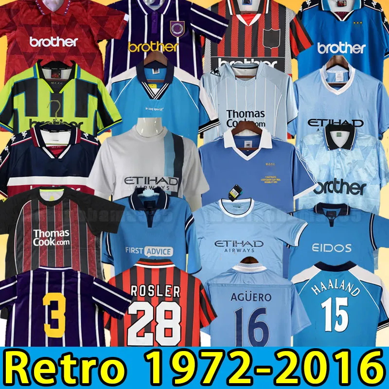 Camisas de futebol 1989 1998 1999 15 16 2011 2012 Man City Retro Gallagher Haaland Man 11 12 13 14 clássico DZEKO KUN AGUERO BALOTELLI NASRI SILVA Camisa de futebol 1982 125º