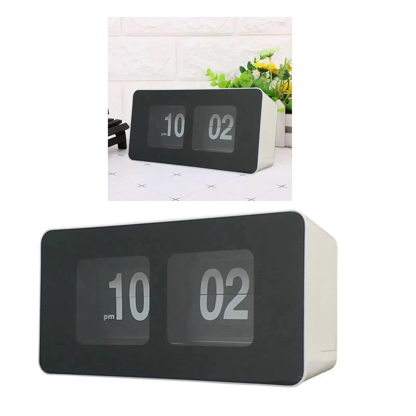 Flip Down Clock Desk Auto Digital Wall Clocks Non Ticking Silent Sweep Wall Clock Kitchrn Home Office Living Room Decor