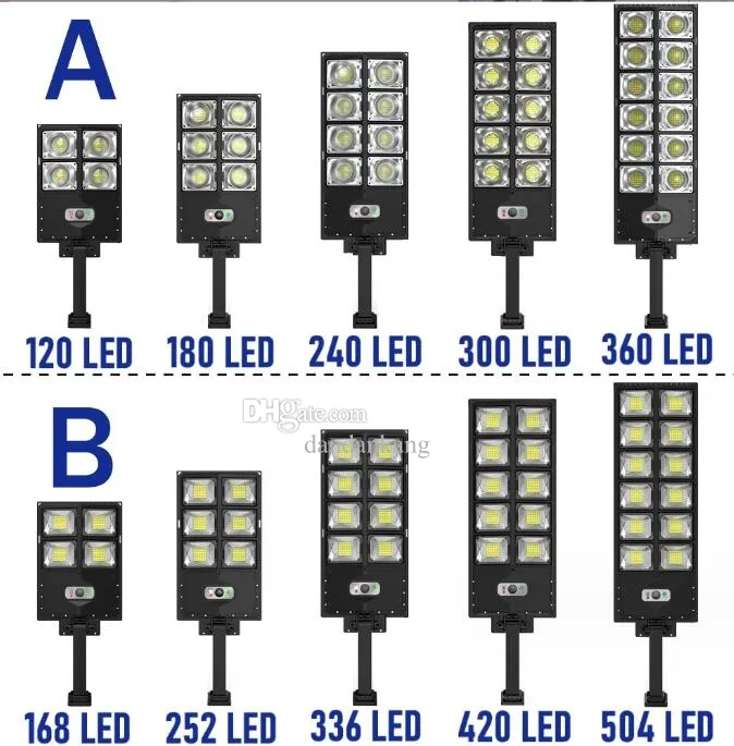 Powerful Solar Street Light 504/336/252 LED Garden Lights PIR Sensor Lamp Waterproof Sunlight Remote Control Wall Yard Lights