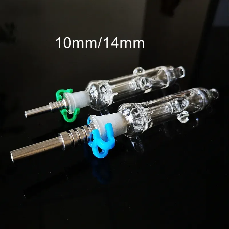 Mini piccoli collezionisti Nector 10mm 14mm Joint NC Kit Oil Dab Rigs Tubi per fumatori in vetro con chiodo in titanio e plastica Keck NC12 LL