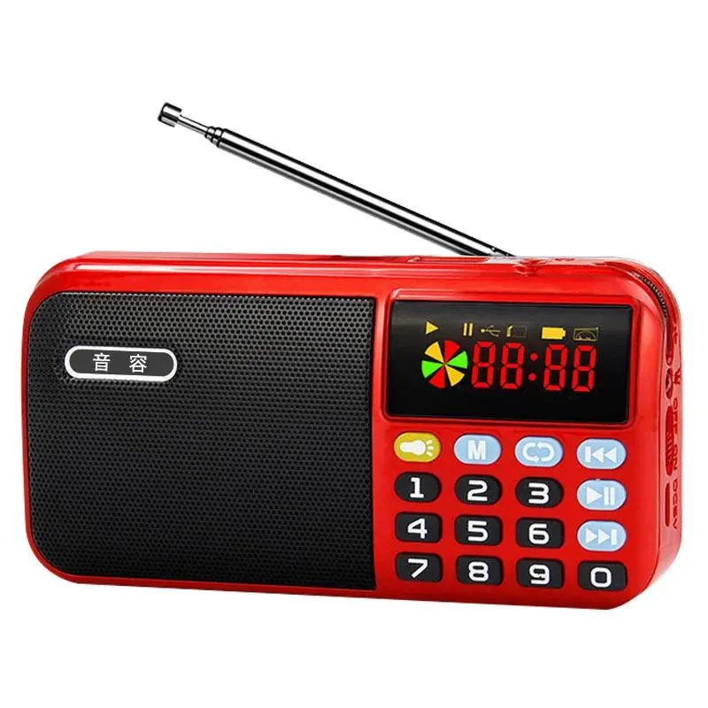 Radio the Elderly Canzone digitale Radio Fm Mini altoparlante Lettore musicale portatile Mp3 Supporta doppia scheda Tf/disco u/illuminazione torcia