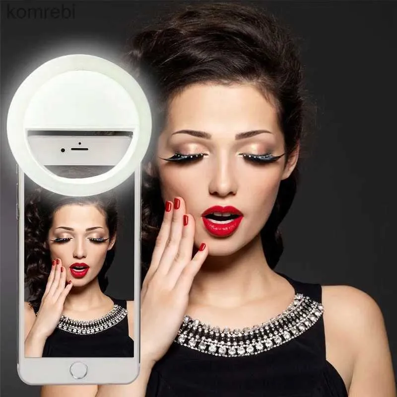 Selfie Lights Nieuwe USB Charge Led Selfie Ring Licht mode Mobiele Telefoon Lens LED Selfie Lamp Ring voor Iphone Samsung Huawei SelfieLightL240116