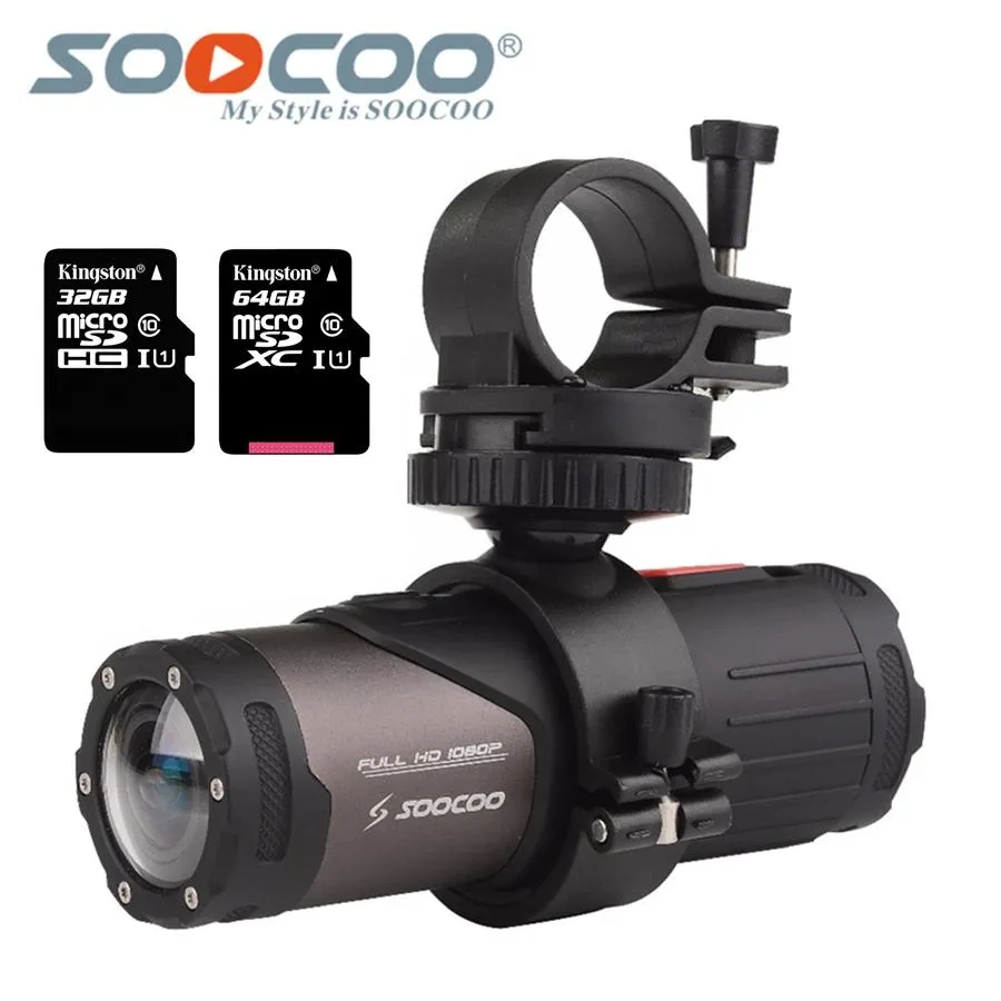 كاميرات SOOCOO S20W مقاوم للماء الكاميرا تحت الماء كاميرا رياضية Onderwater Black Cam Bullet لدراجة الدراجة خوذة بندقية الدراجات مع صندوق