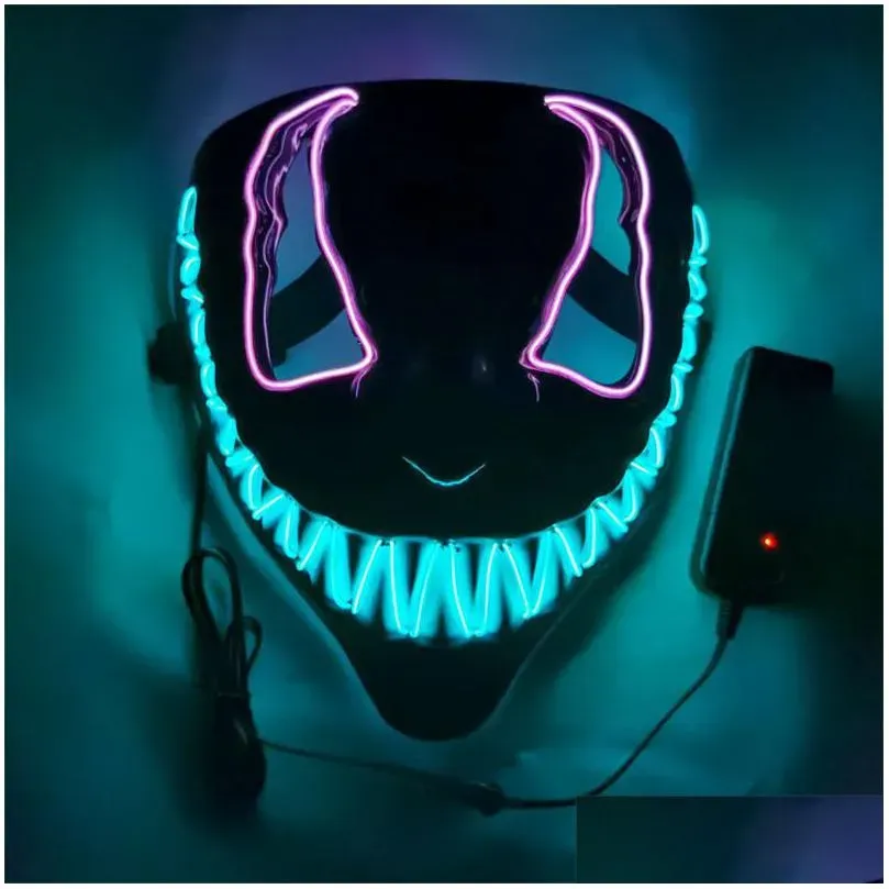 led halloween party mask luminous glow in the dark anime cosplay masques 14 colors