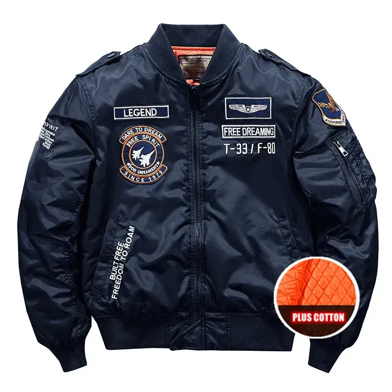 Chaquetas de piloto de bombardero grueso de invierno para hombre, Parkas militares cálidas para motocicleta Ma1, abrigo de béisbol de Hip Hop para hombre 5XL 240115