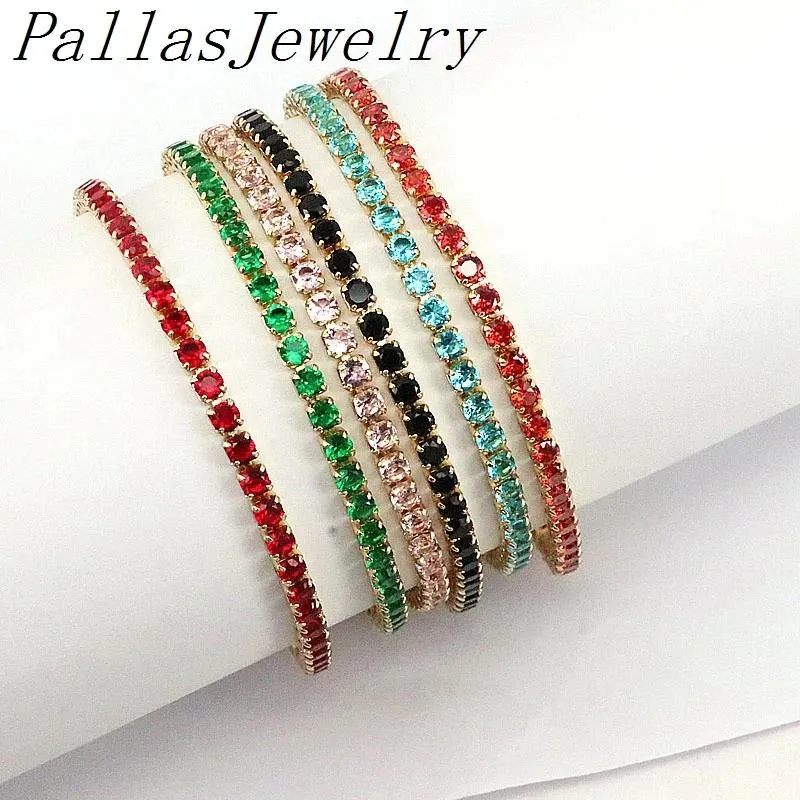 Bracelets 10Pcs Gold Color Charm Multicolor CZ Tennis Bracelet Bangle for Women Wedding Fashion Jewelry Dainty Simple Chain Party Gift