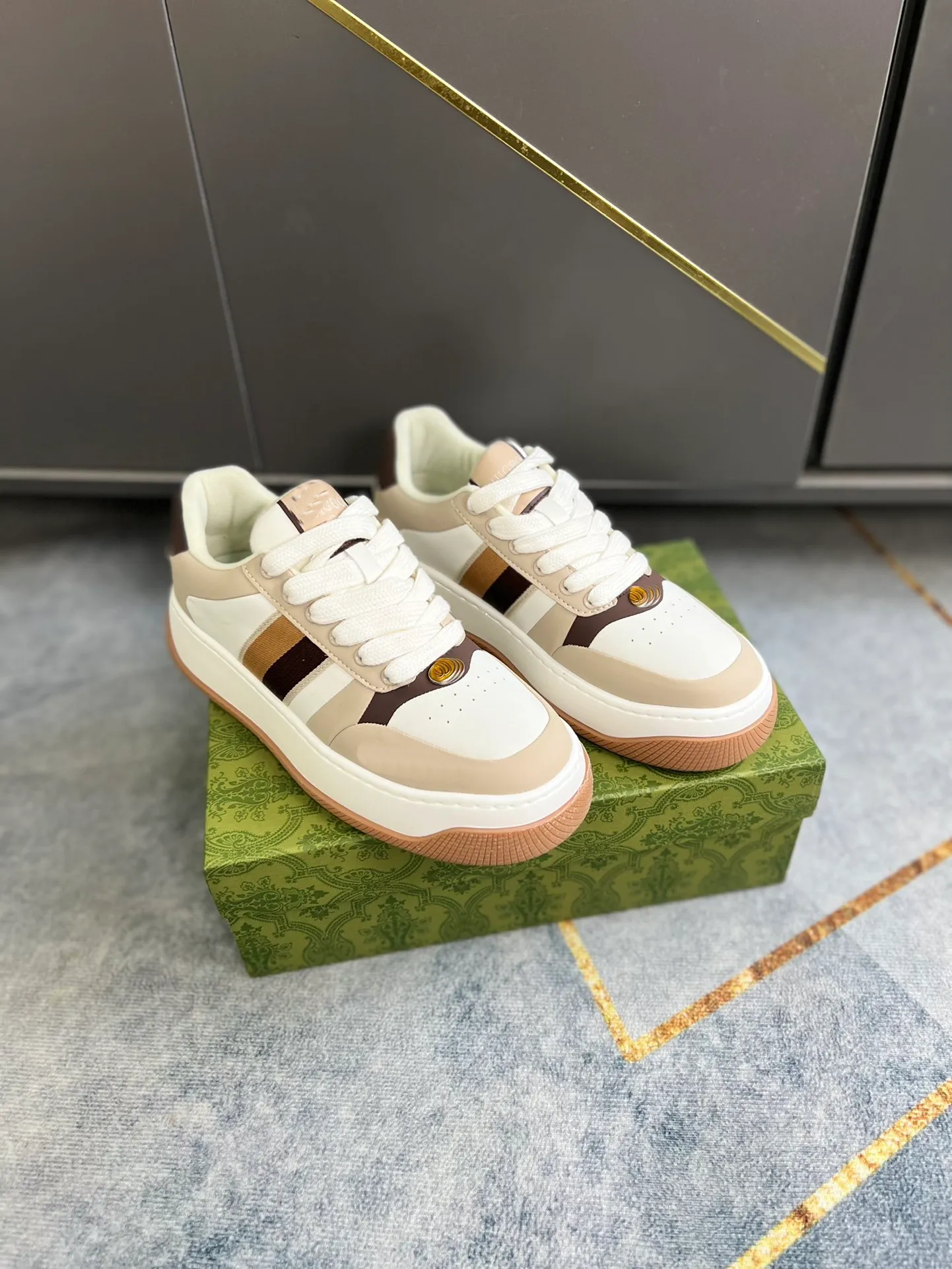 Luxury Vintage Logo Chunky Le cuir imprime Trainers Boots Boots Designer Shoes Platform Platform Sneakers Ace Screenner Canvas Casual Fashion Shoe