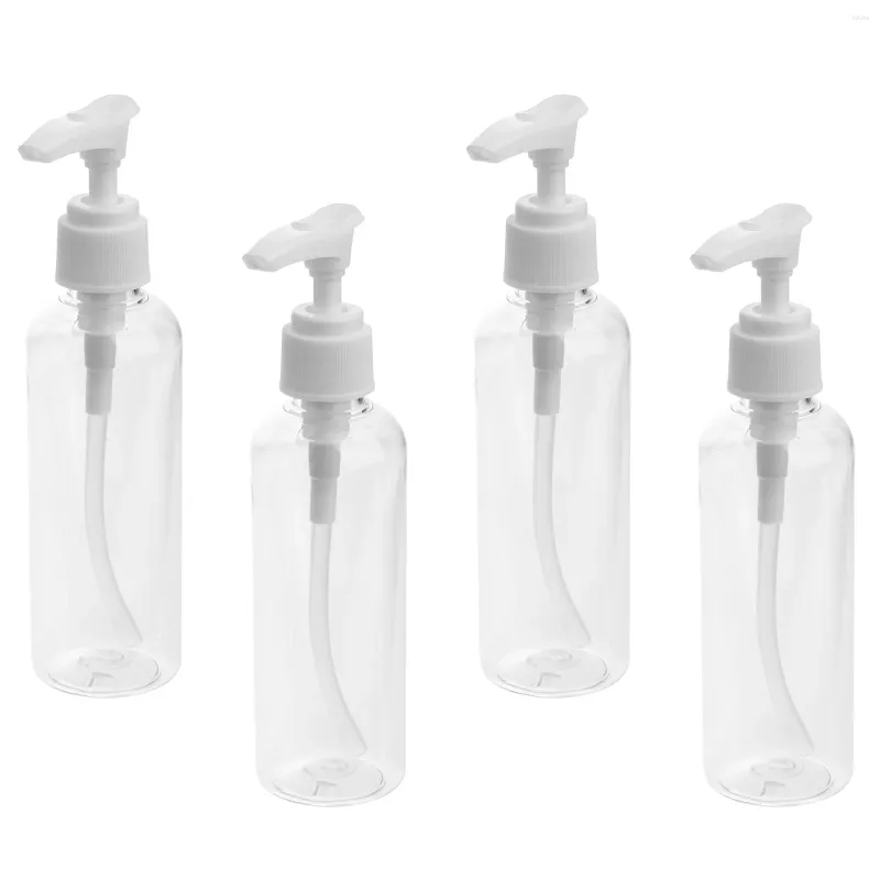 Opslagflessen 4 stuks 100 ml hervulbare pompdispenser voor lotionolie shampoo containers rond wit