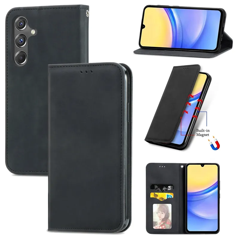 Leather Wallet Cases Xiaomi 14 Pro POCO M6 13T 13 Ultra F5 5G Redmi 13C 5G K70 K70E Note 13 Hand Feeling Holder Suck Flip Cover Skin Feel Men Magnetic Closure Sta Pouch