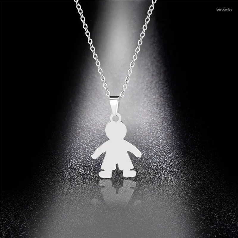 Pendentif Colliers Mode En Acier Inoxydable Mignon Garçon Pour Femmes Enfants Graver Nom Collier Bijoux De Famille