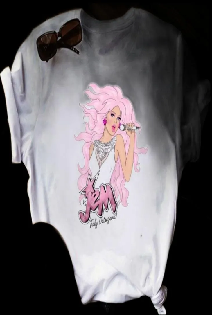 Women039S Tshirt Jem 및 Holograms T 셔츠 여성 힙합 그래픽 티 여름 Tshirts 스트리트웨어 90 년대 팬 Tshirt Female9693095